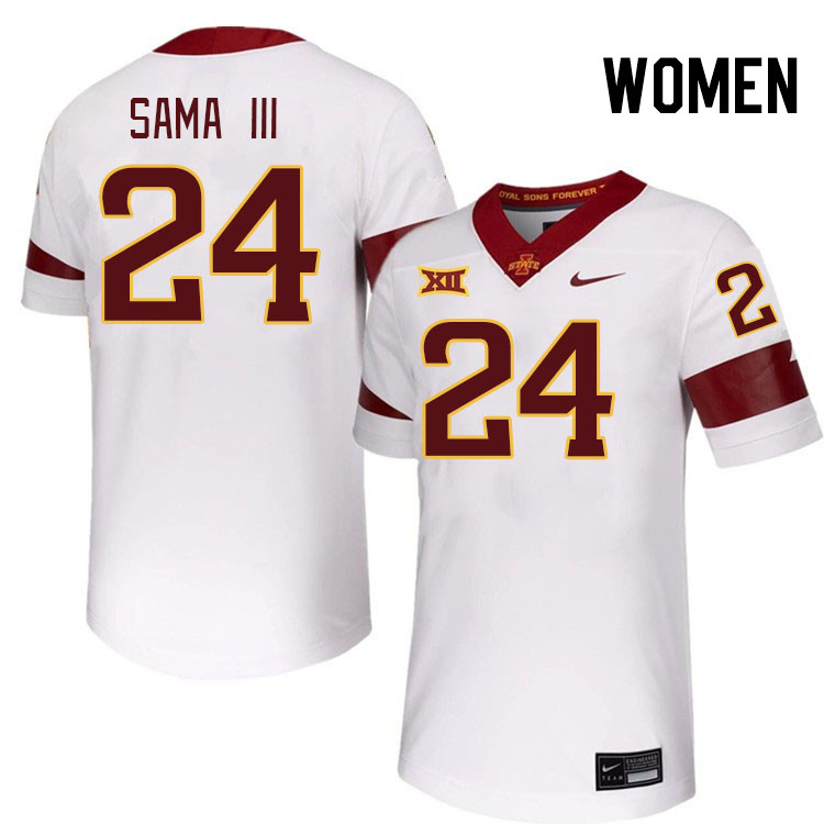 Women #24 Abu Sama III Iowa State Cyclones College Football Jerseys Stitched-White